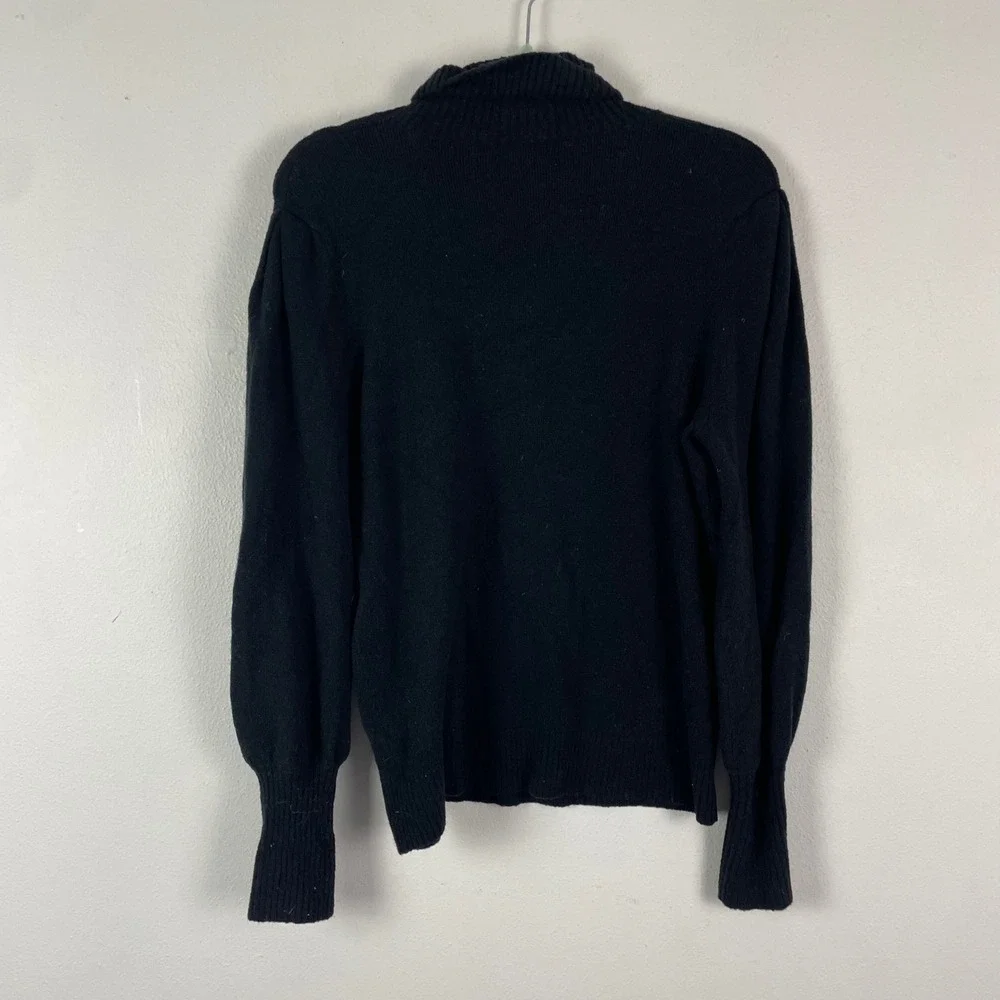 J.‎ Crew Black Turtleneck Sweater Puff Sleeve Ribbed Knit Women's M
